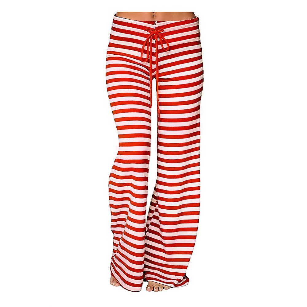 Cozy Striped Cotton Pajama Pants for Women - Comfy Lounge Bottoms with Adjustable Drawstring for Perfect Fit