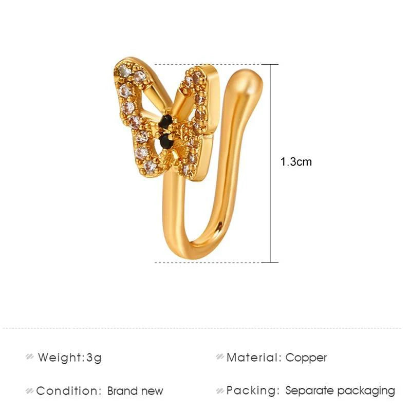 Elevate Your Style with Our Personalized U-Shaped Diamond-Studded Butterfly Nose Clip – A Chic Accessory for Every Woman