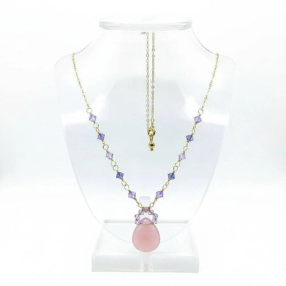 Purple Chalcedony Drop 14 KT Gold Filled Gemstone Necklace