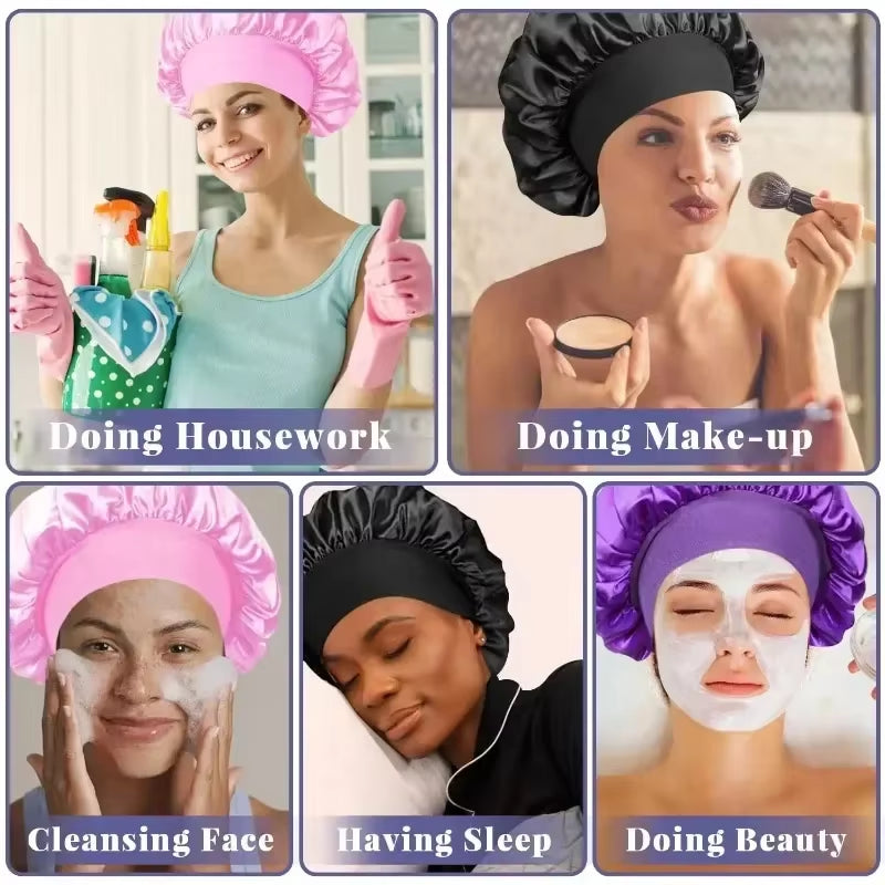 Luxurious 1Pcs Soft Silk Satin Lined Bonnet - Perfect for Sleep, Shower, and Hair Care!