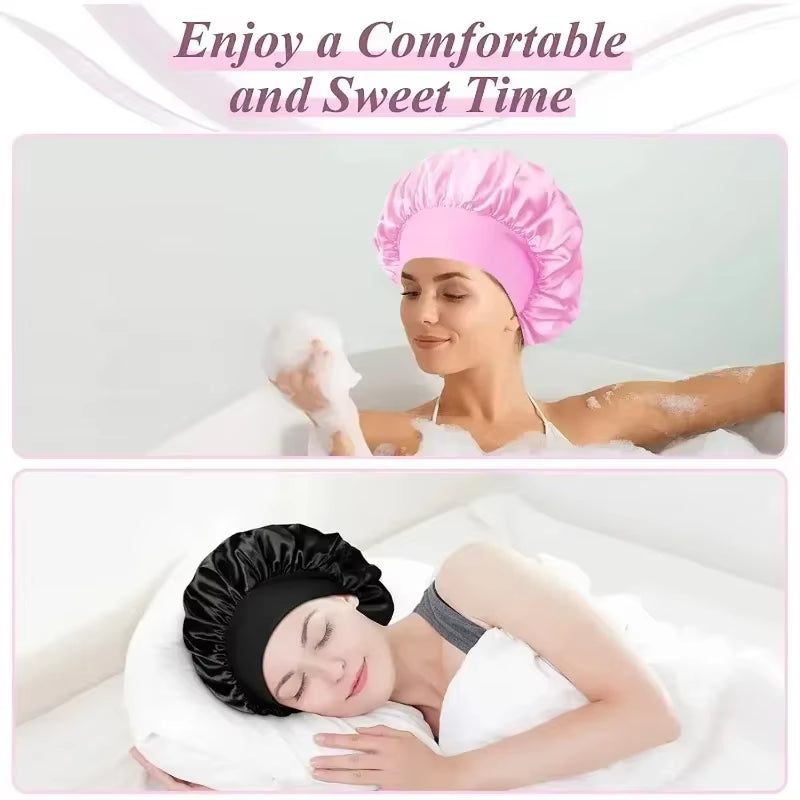 Luxurious 1Pcs Soft Silk Satin Lined Bonnet - Perfect for Sleep, Shower, and Hair Care!