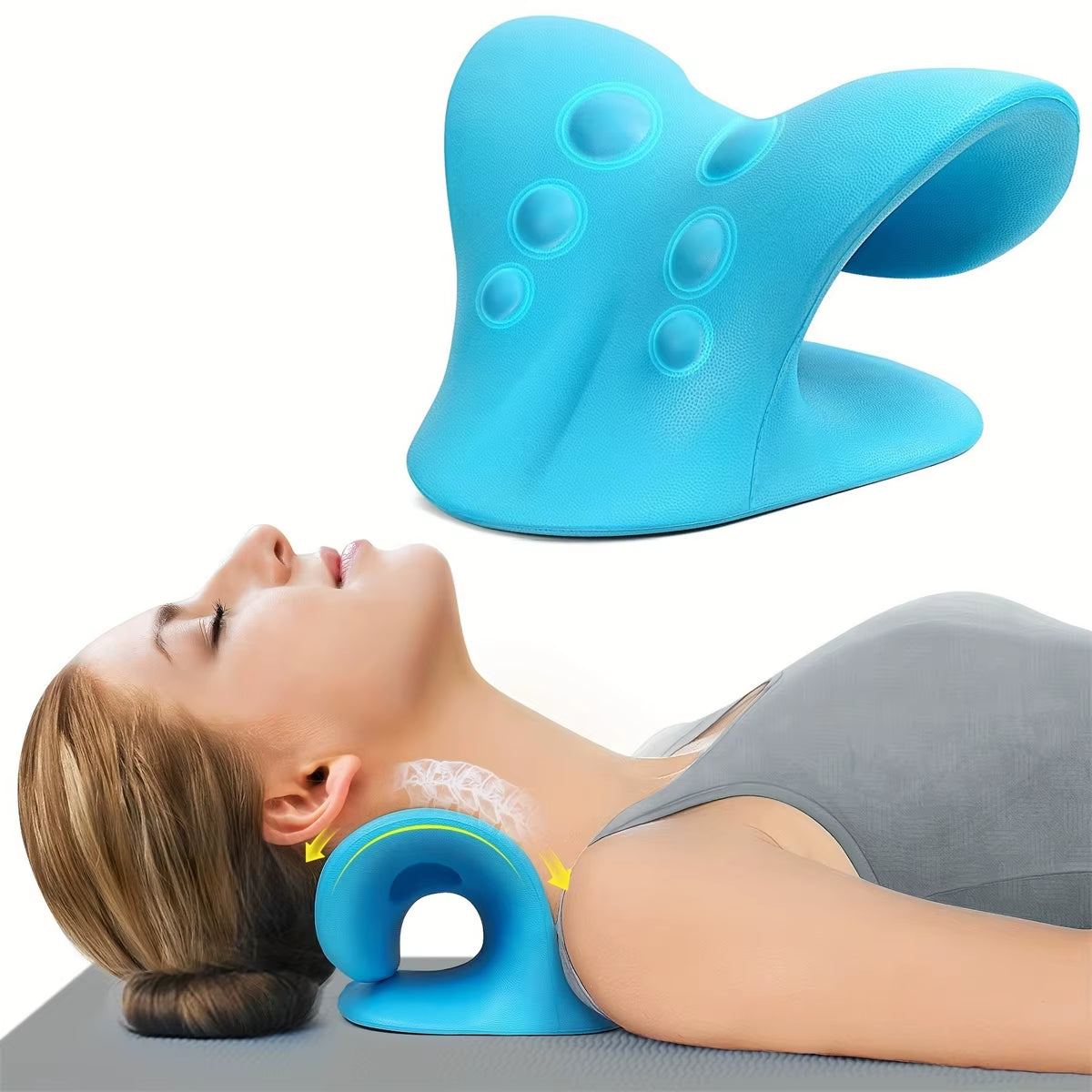 Experience Ultimate Relaxation with the C-Shaped Neck and Shoulder Pillow - Your Cervical Traction Device for TMJ Pain Relief and Spine Alignment