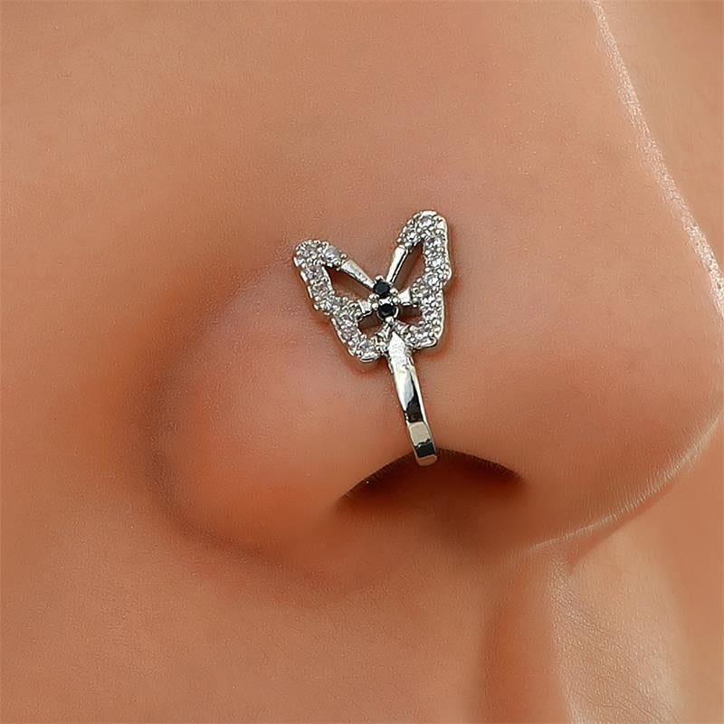 Elevate Your Style with Our Personalized U-Shaped Diamond-Studded Butterfly Nose Clip – A Chic Accessory for Every Woman