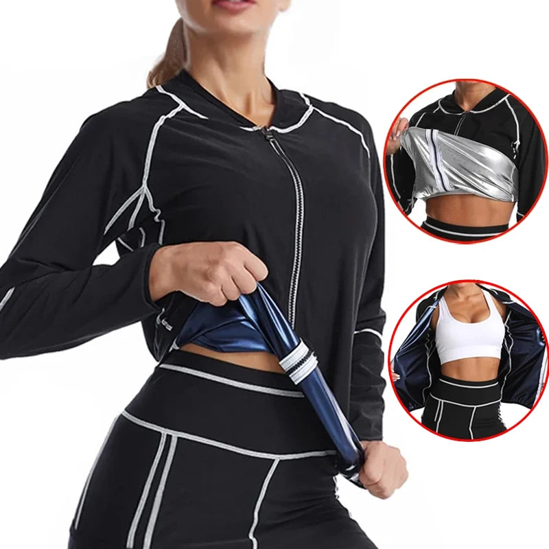Transform Your Workout with Our Women's Sauna Coat - Ultimate Weight Loss Thermo Sweat Jacket for Fitness and Fat Burning