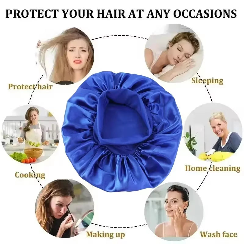 Luxurious 1Pcs Soft Silk Satin Lined Bonnet - Perfect for Sleep, Shower, and Hair Care!