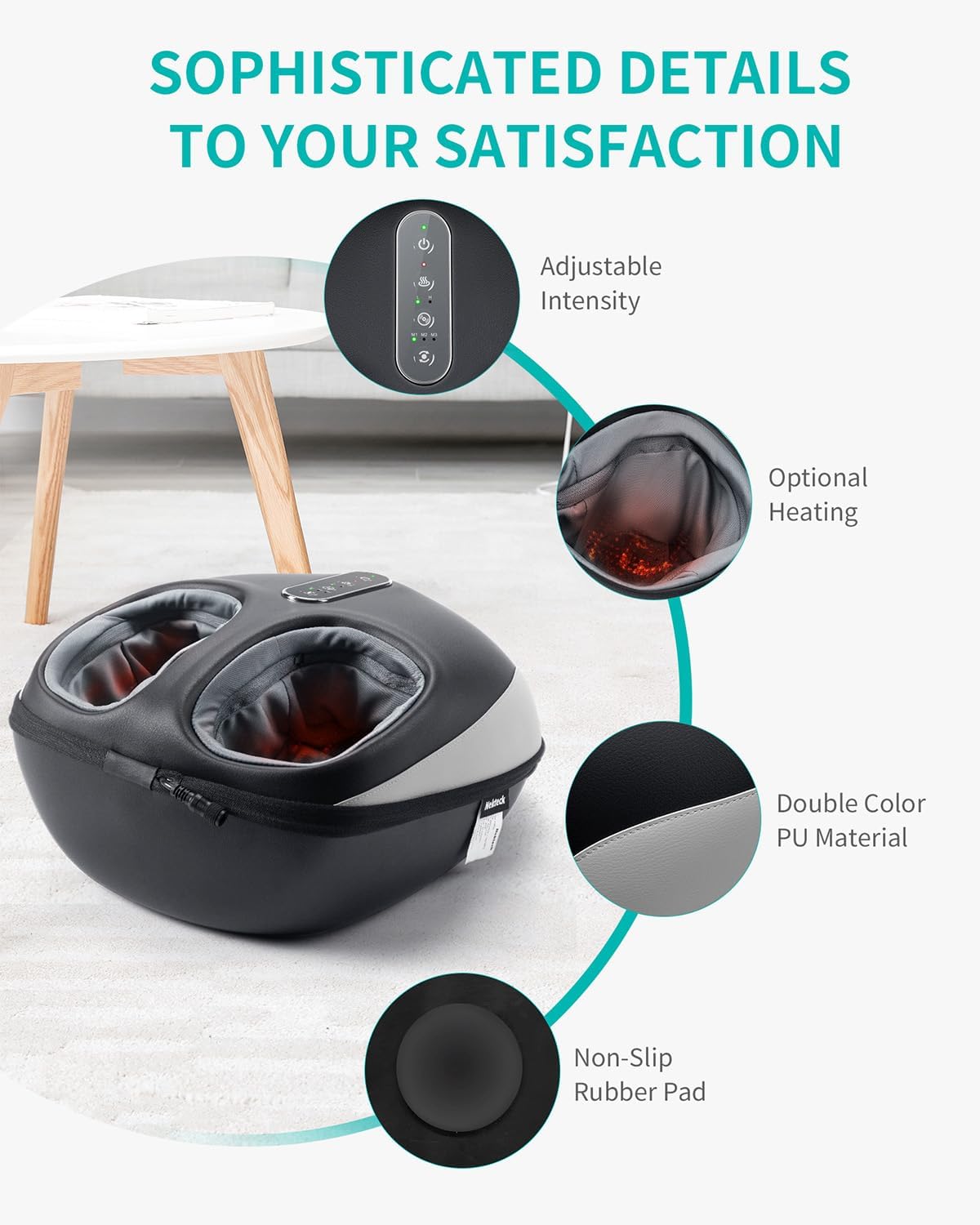 Revitalize Your Feet with the Nekteck Foot Massager Machine - Deep Kneading Shiatsu with Heat, Air Compression & Adjustable Intensity for Ultimate Relaxation
