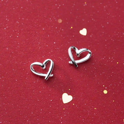 Charming Heart-Shaped 925 Sterling Silver Stud Earrings for Women - Trendy and Elegant Jewelry