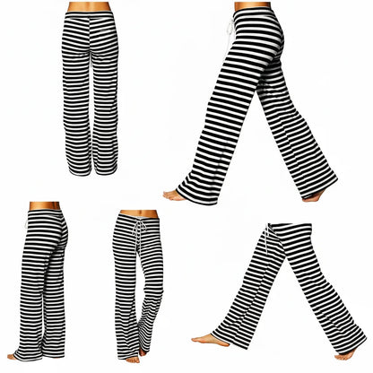 Cozy Striped Cotton Pajama Pants for Women - Comfy Lounge Bottoms with Adjustable Drawstring for Perfect Fit