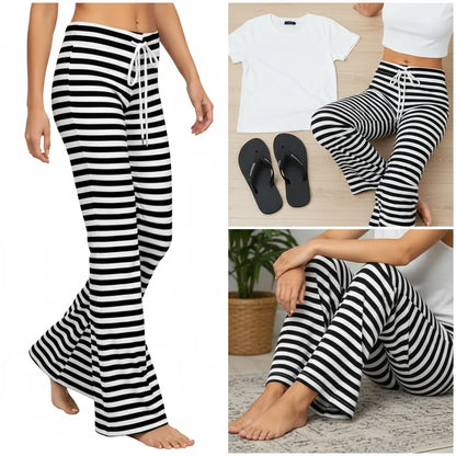 Cozy Striped Cotton Pajama Pants for Women - Comfy Lounge Bottoms with Adjustable Drawstring for Perfect Fit