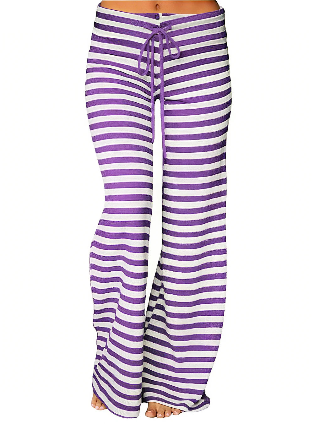 Cozy Striped Cotton Pajama Pants for Women - Comfy Lounge Bottoms with Adjustable Drawstring for Perfect Fit