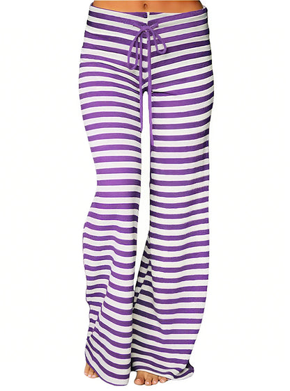 Cozy Striped Cotton Pajama Pants for Women - Comfy Lounge Bottoms with Adjustable Drawstring for Perfect Fit