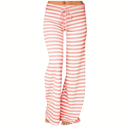 Cozy Striped Cotton Pajama Pants for Women - Comfy Lounge Bottoms with Adjustable Drawstring for Perfect Fit