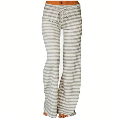 Cozy Striped Cotton Pajama Pants for Women - Comfy Lounge Bottoms with Adjustable Drawstring for Perfect Fit