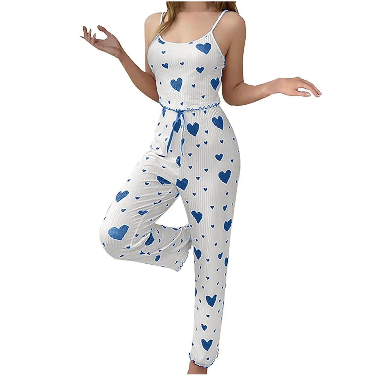 Cozy Elegance: Women's Plus Size 2-Piece Pajama Set with Soft Love Print - Perfect for Autumn Nights!