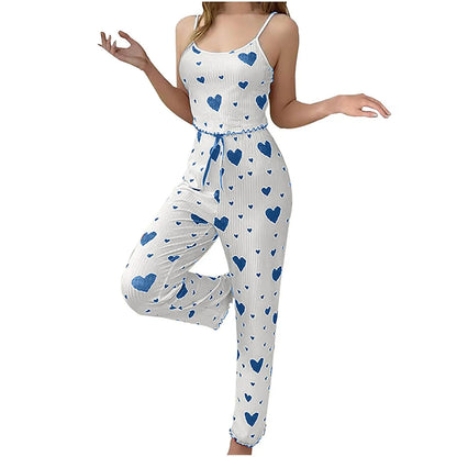 Cozy Elegance: Women's Plus Size 2-Piece Pajama Set with Soft Love Print - Perfect for Autumn Nights!