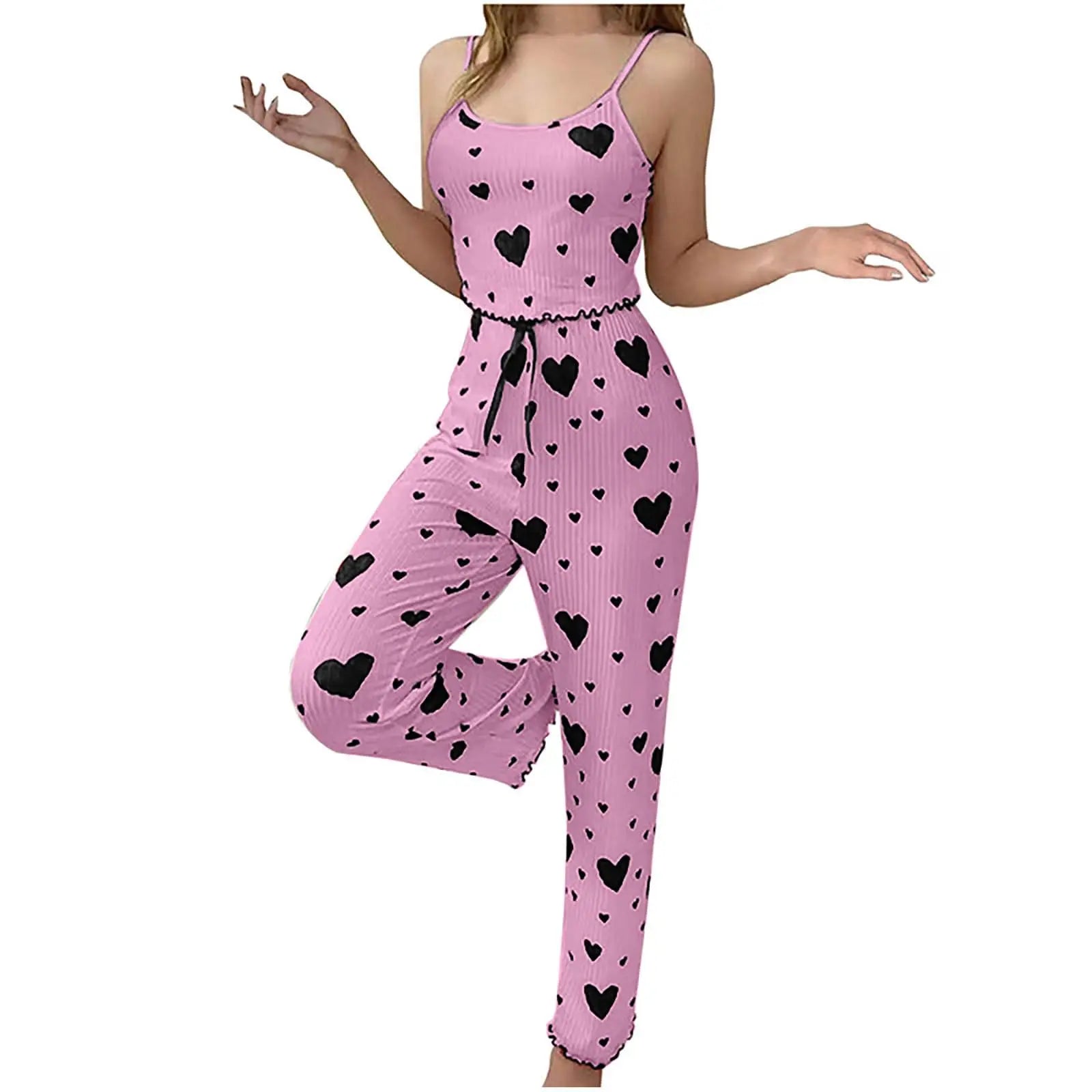 Cozy Elegance: Women's Plus Size 2-Piece Pajama Set with Soft Love Print - Perfect for Autumn Nights!