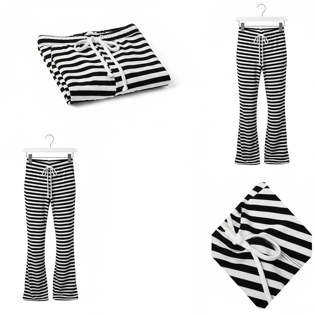 Cozy Striped Cotton Pajama Pants for Women - Comfy Lounge Bottoms with Adjustable Drawstring for Perfect Fit