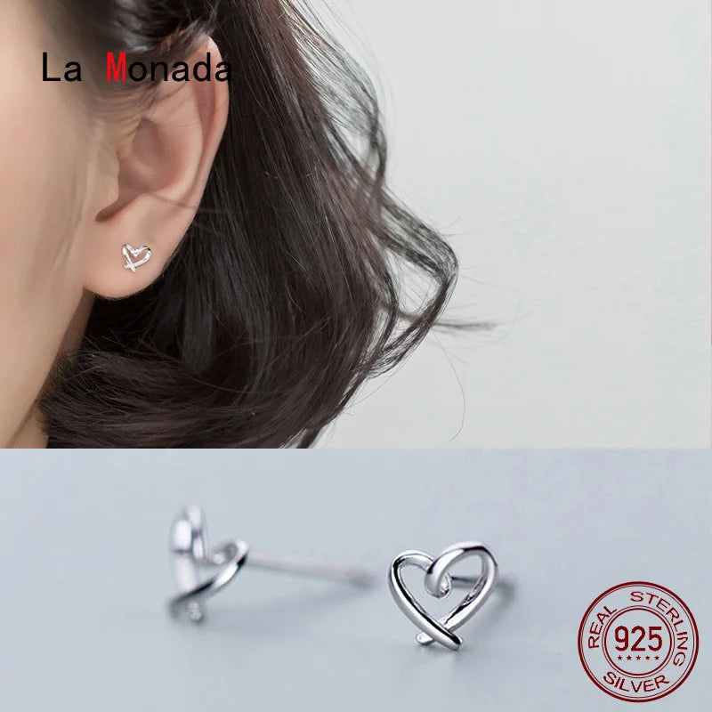 Charming Heart-Shaped 925 Sterling Silver Stud Earrings for Women - Trendy and Elegant Jewelry