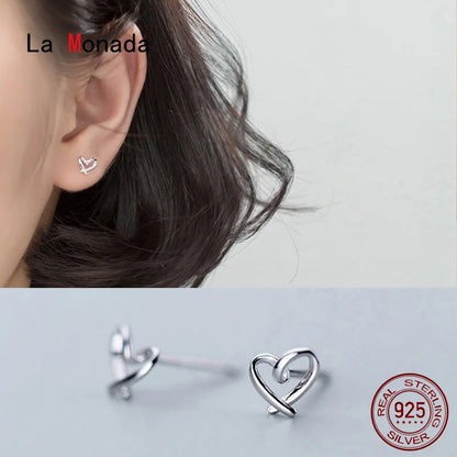 Charming Heart-Shaped 925 Sterling Silver Stud Earrings for Women - Trendy and Elegant Jewelry