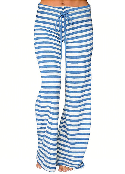 Cozy Striped Cotton Pajama Pants for Women - Comfy Lounge Bottoms with Adjustable Drawstring for Perfect Fit