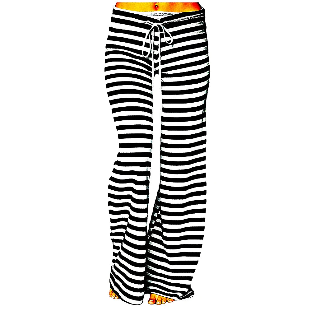 Cozy Striped Cotton Pajama Pants for Women - Comfy Lounge Bottoms with Adjustable Drawstring for Perfect Fit