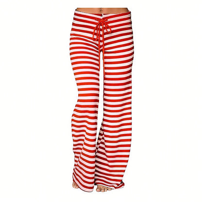 Cozy Striped Cotton Pajama Pants for Women - Comfy Lounge Bottoms with Adjustable Drawstring for Perfect Fit