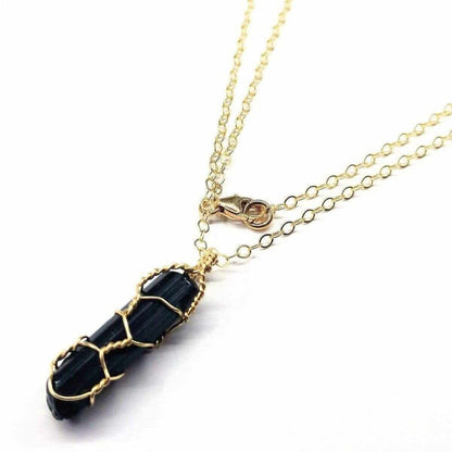 Stunning 14K Gold Filled Wire Wrapped Raw Black Tourmaline Necklace for Ultimate Protection and Style