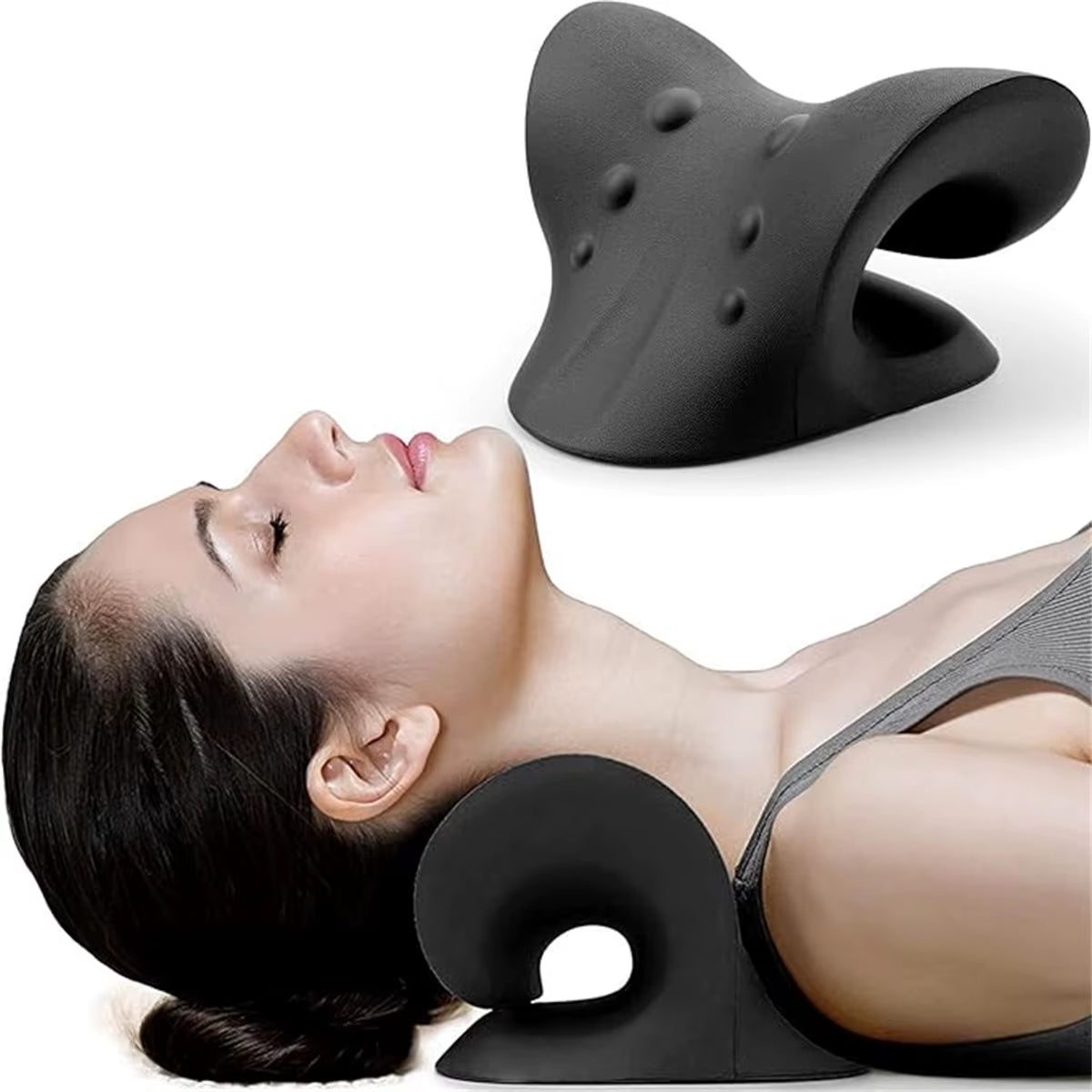 Experience Ultimate Relaxation with the C-Shaped Neck and Shoulder Pillow - Your Cervical Traction Device for TMJ Pain Relief and Spine Alignment