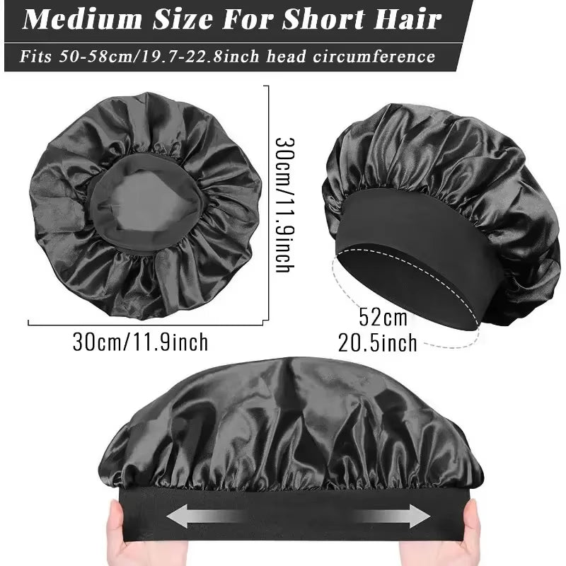 Luxurious 1Pcs Soft Silk Satin Lined Bonnet - Perfect for Sleep, Shower, and Hair Care!