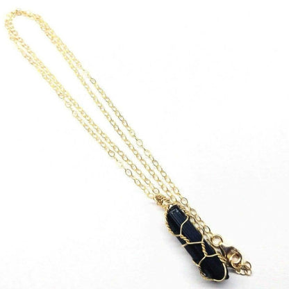Stunning 14K Gold Filled Wire Wrapped Raw Black Tourmaline Necklace for Ultimate Protection and Style