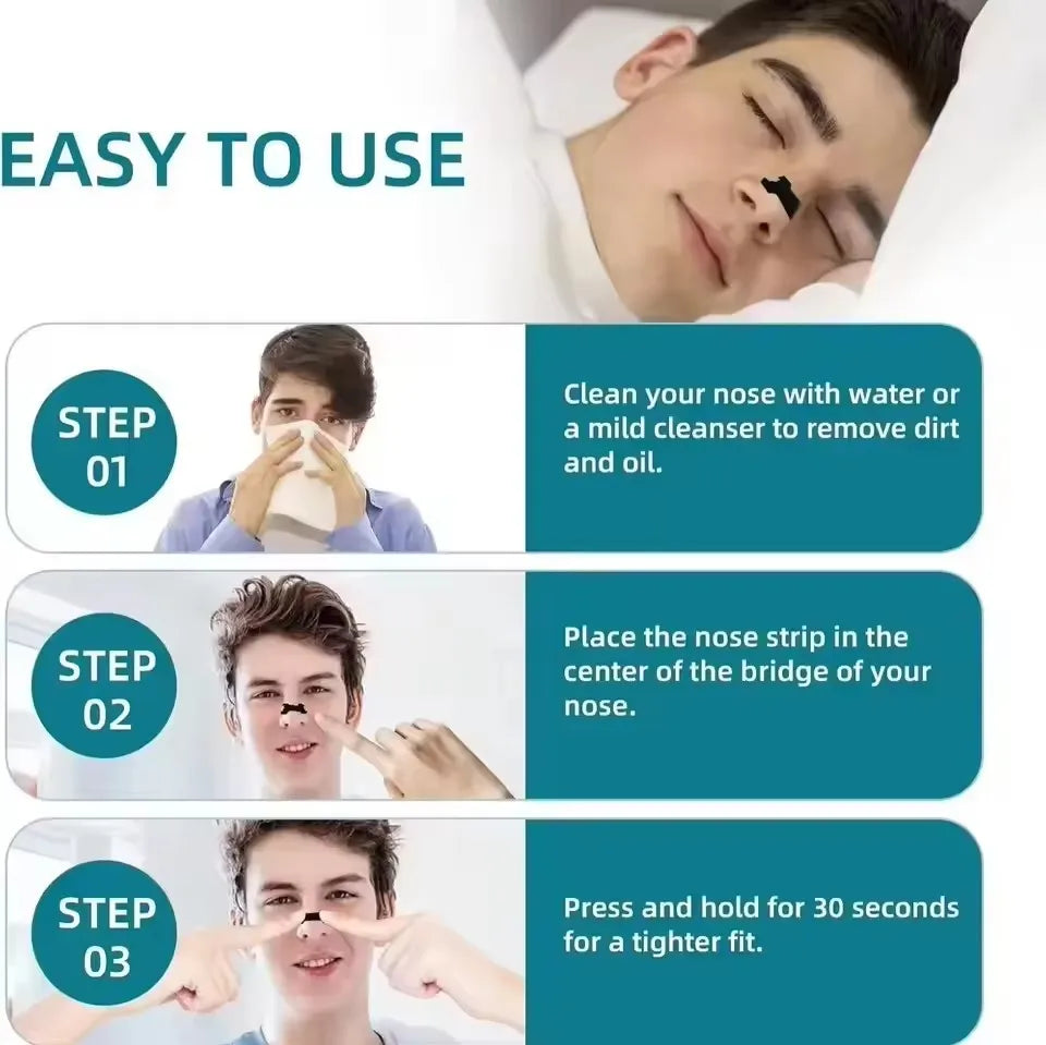 Experience Restful Nights with Our Extra Strength Black Nose Strips - Effective Anti-Snoring Solution for Adults and Children (Available in 10, 30, or 60 Packs)