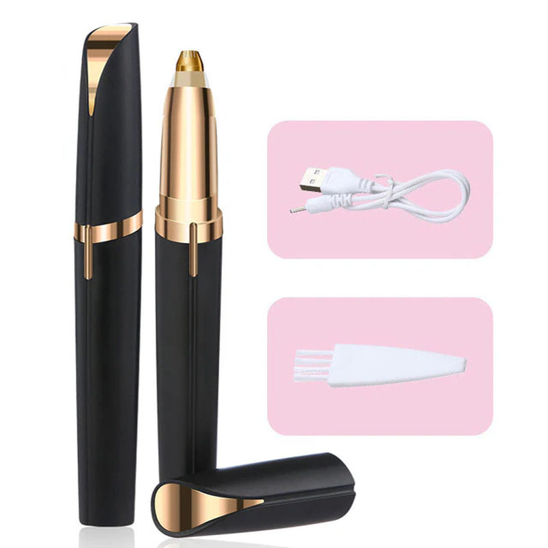 Women's Electric Eyebrow Trimmer. This innovative Eyebrow Shaper Pencil and Face Hair Remover is designed for women. It's an automatic eyebrow shaver that's as handy as a pocketknife