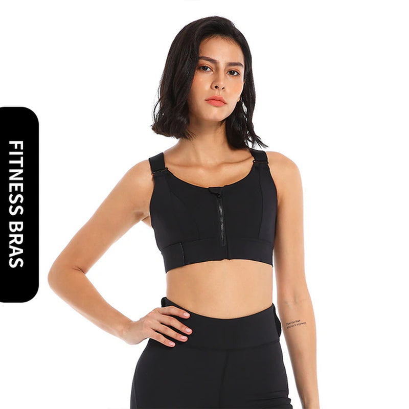 Plus-Size Zip-Front Sports Bra for High-Impact Workouts