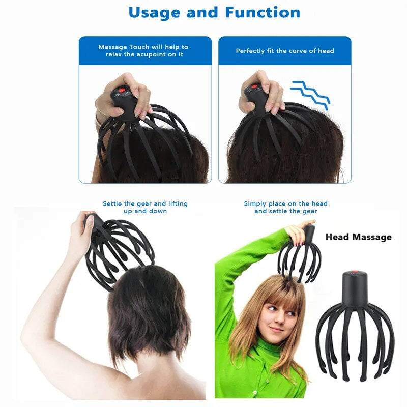 Electric Head Massager Scalp Hair Growth Head Relax Stress Relief 