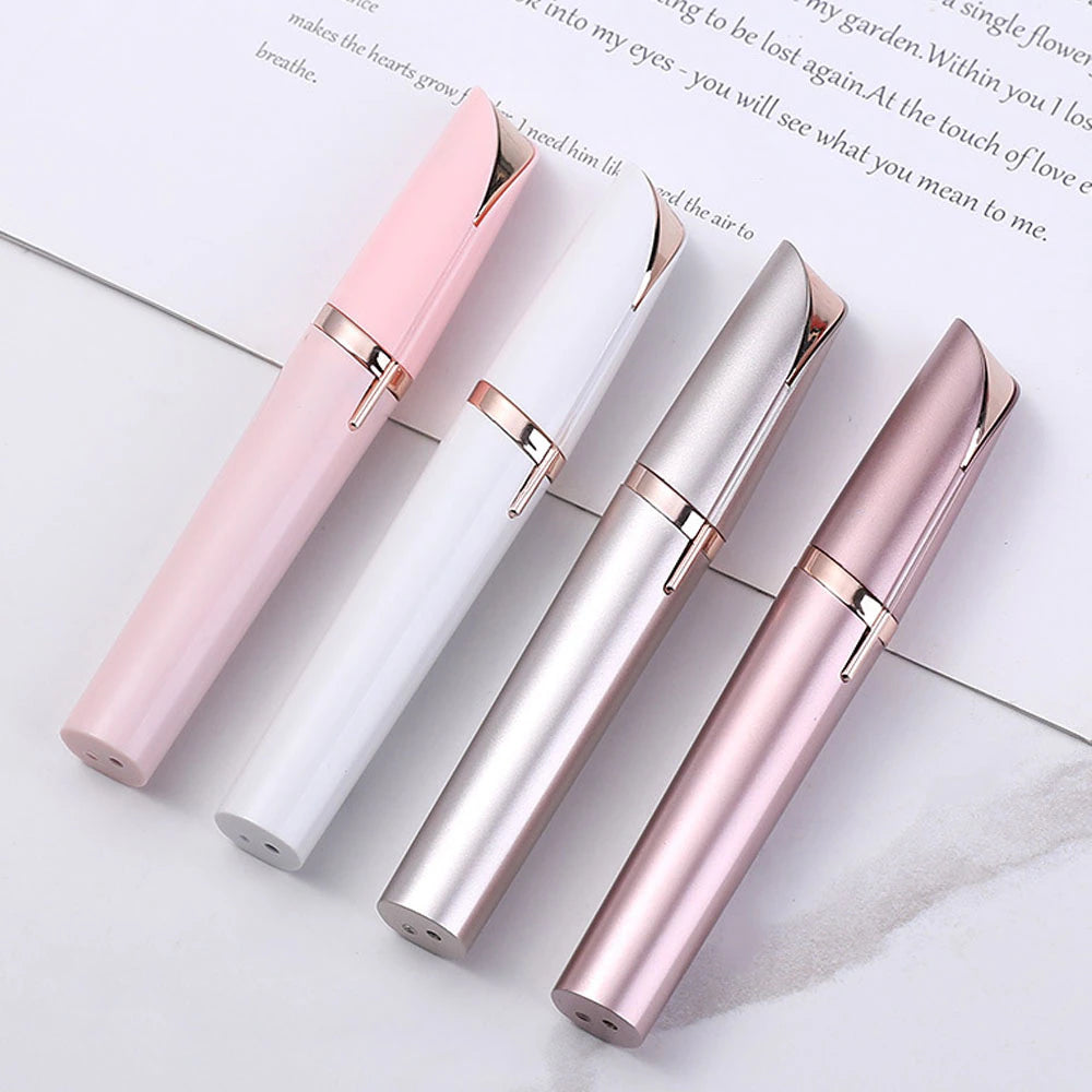 Women's Electric Eyebrow Trimmer. This innovative Eyebrow Shaper Pencil and Face Hair Remover is designed for women. It's an automatic eyebrow shaver that's as handy as a pocketknife