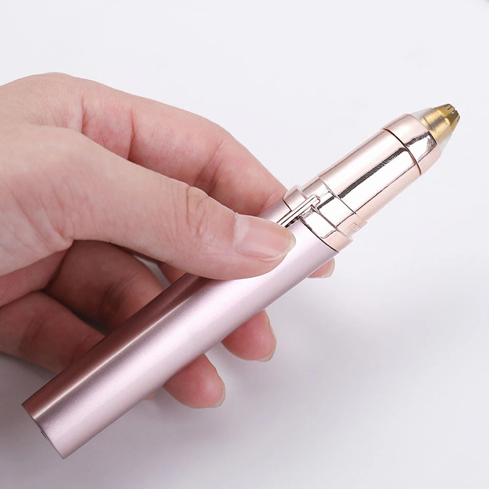 Women's Electric Eyebrow Trimmer. This innovative Eyebrow Shaper Pencil and Face Hair Remover is designed for women. It's an automatic eyebrow shaver that's as handy as a pocketknife