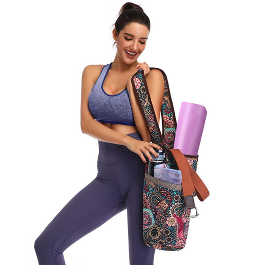 Stylish Canvas Yoga Mat Bag with Spacious Zipper Pocket, Accommodates Most Mat Sizes