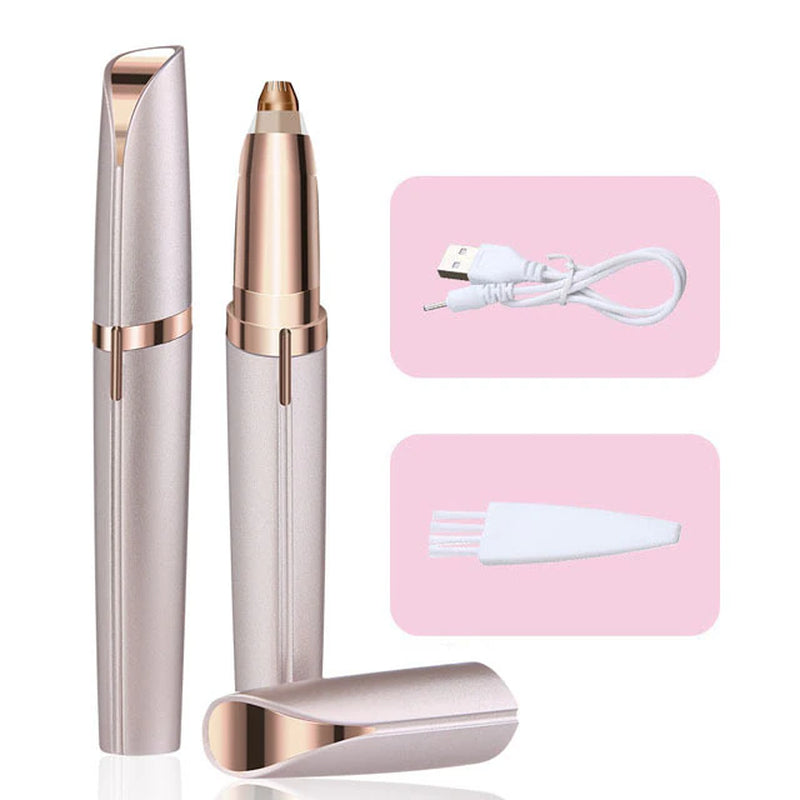 Women's Electric Eyebrow Trimmer. This innovative Eyebrow Shaper Pencil and Face Hair Remover is designed for women. It's an automatic eyebrow shaver that's as handy as a pocketknife