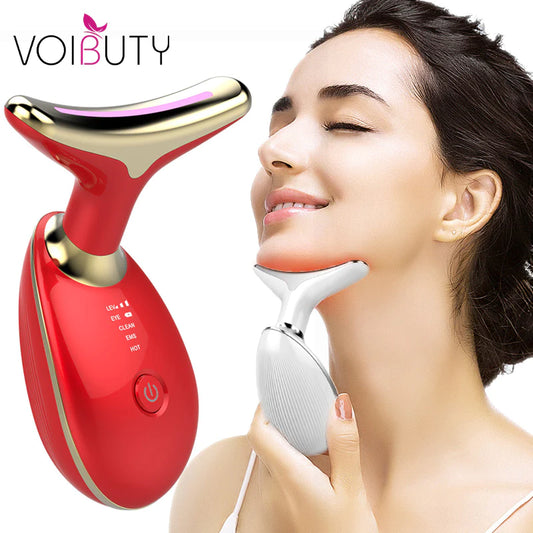  Electric Microcurrent Wrinkle Remover with LED Photon Face Beauty Device for Women