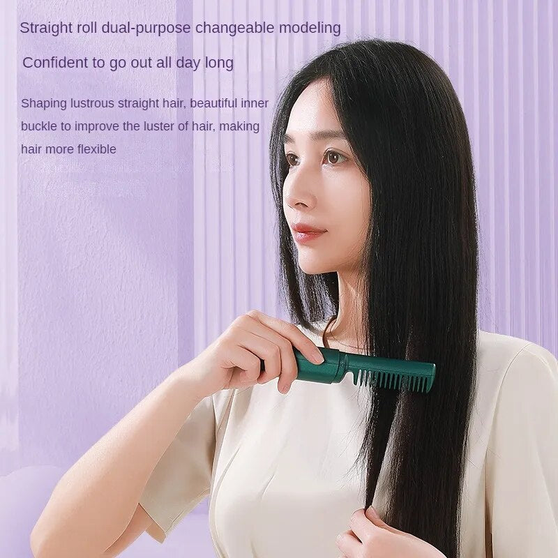 For sale: 2-in-1 Professional Hair Straightener and Hair Curler. This versatile USB-powered tool allows you to straighten or curl both wet and dry hair. Achieve sleek straight styles or gorgeous curls with this Straight Styler Curling Iron.