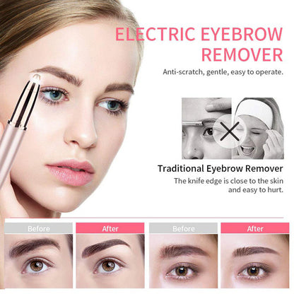 Women's Electric Eyebrow Trimmer. This innovative Eyebrow Shaper Pencil and Face Hair Remover is designed for women. It's an automatic eyebrow shaver that's as handy as a pocketknife