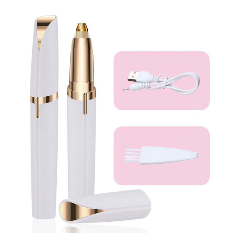 Women's Electric Eyebrow Trimmer. This innovative Eyebrow Shaper Pencil and Face Hair Remover is designed for women. It's an automatic eyebrow shaver that's as handy as a pocketknife